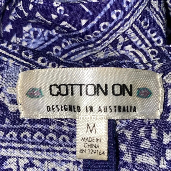 COTTON ON Anja draped kimono tribal patchwork pattern beaded short sleeve size M - Picture 6 of 9